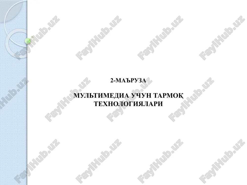 multimedia uchun tarmoq texnologiyalari — PPTX