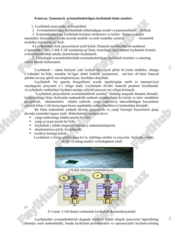 zamonaviy avtomatlashtirilgan loyihalash tizim asoslari — DOCX