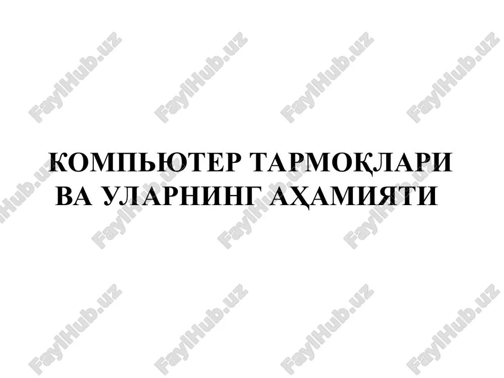 kompyuter tarmoqlari va ularning ahamiyati — PPT