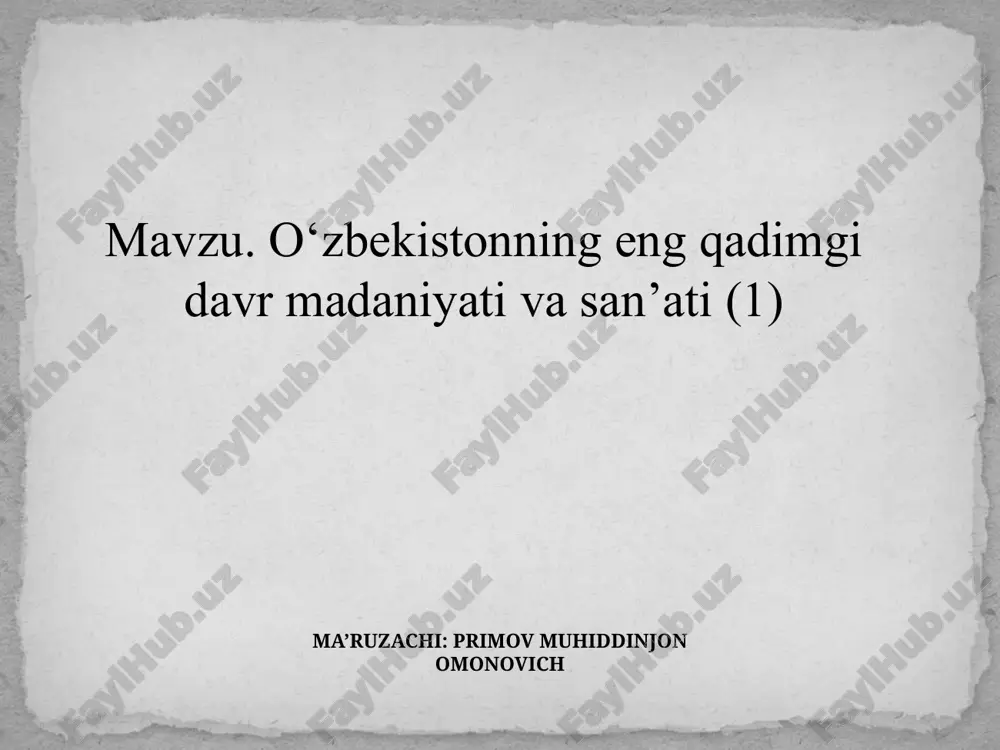 o‘rta osiyo arxeologiyasi va madaniyati — PPTX