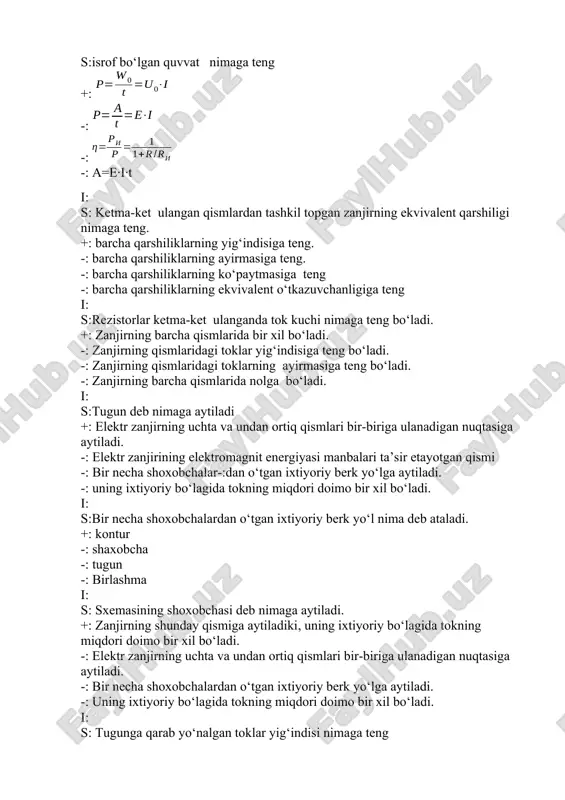 elektr zanjir va rezistorlar — DOCX
