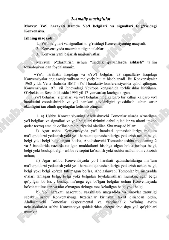 yo‘l harakati va yo‘l belgilari konvensiyasi — DOCX