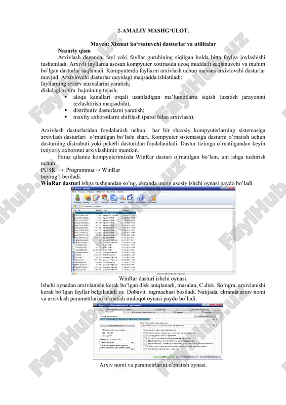 arxivlash dasturlari — DOCX
