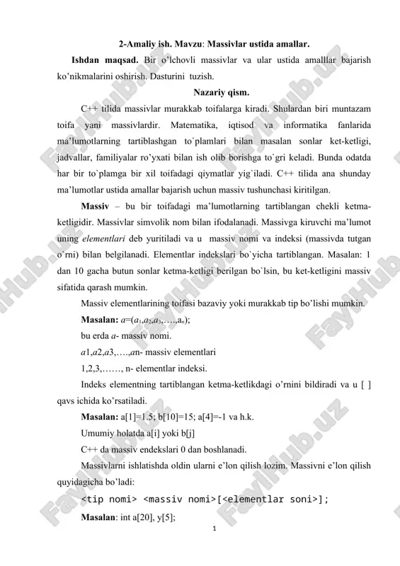 massivlar ustida amallar — DOCX