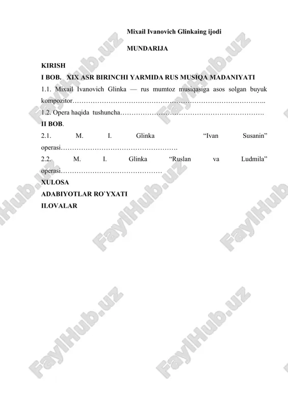 mixail ivanovich glinkaing ijodi — DOCX