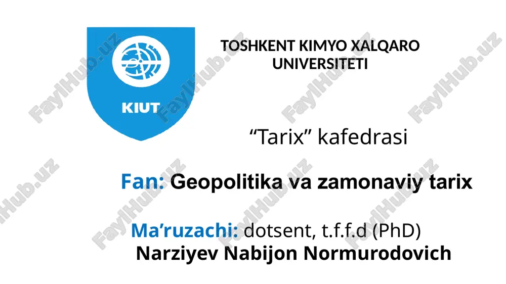 geopolitika va zamonaviy tarix — PPTX