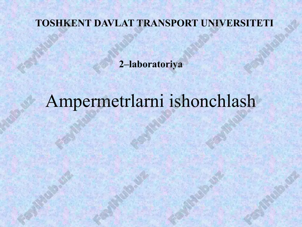 ampermetrlarni ishonchlash — PPTX