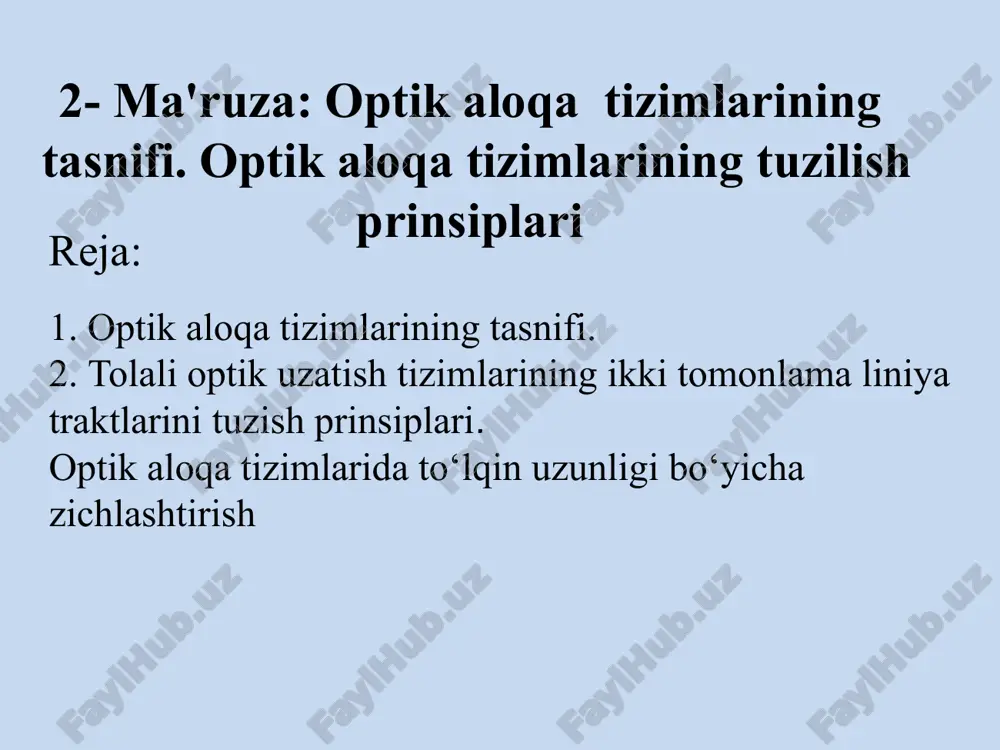 optikaloqatizimlarining tasnifi — PPTX