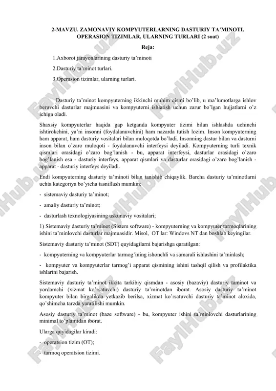dasturiy ta’minot turlari — DOCX