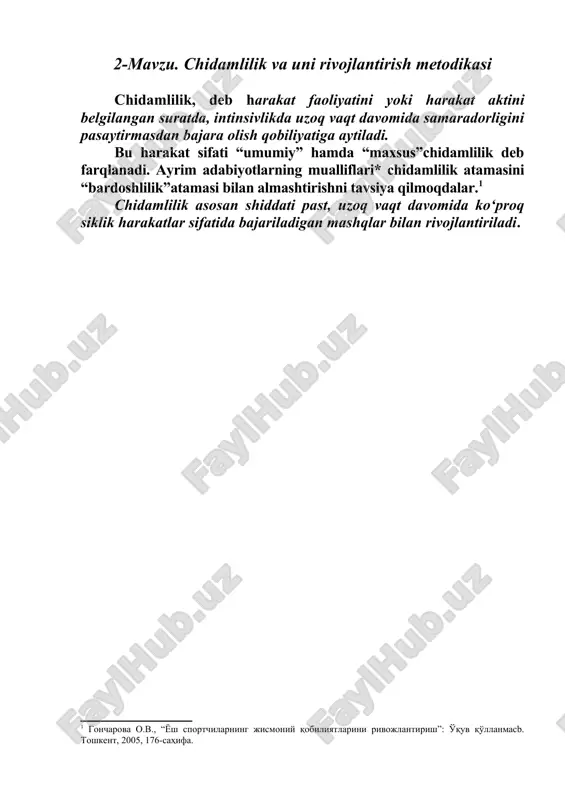 chidamlilik va uni rivojlantirish metodikasi — DOCX