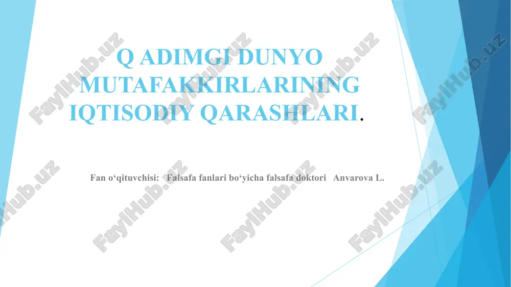 qadimgi dunyo mutafakkirlarining iqtisodiy qarashlari — PPTX