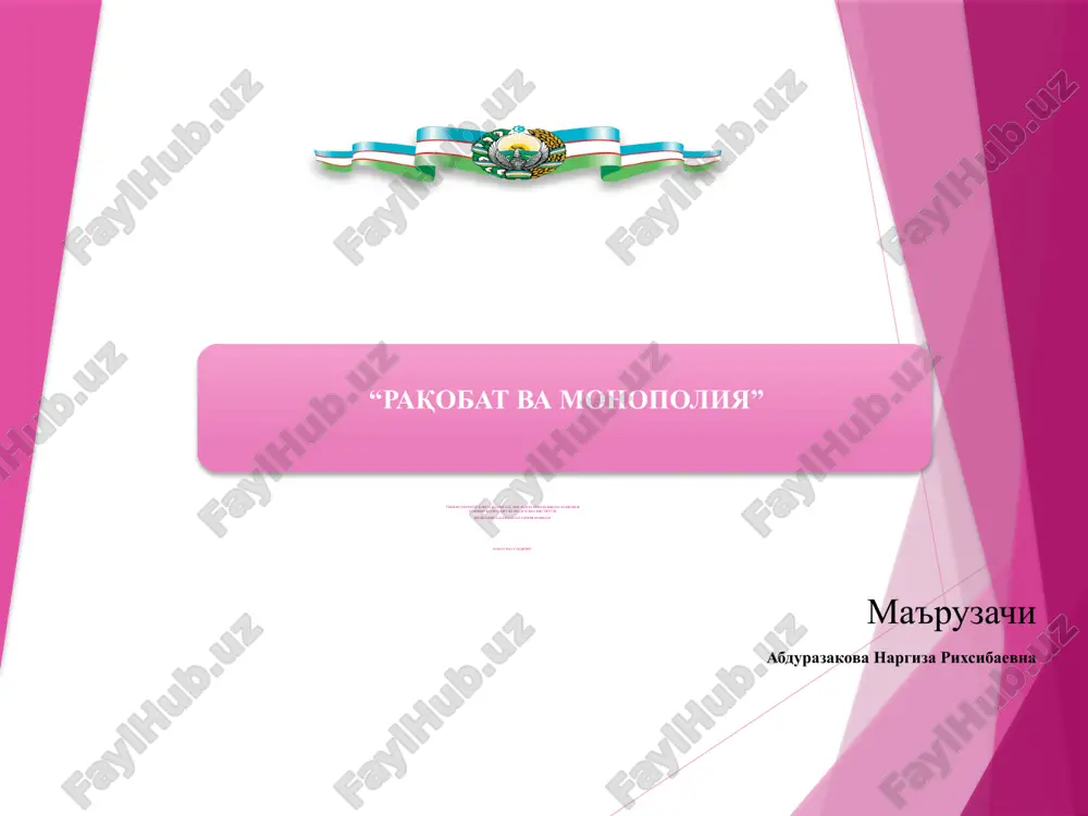 raqobat va monopoliya — PPTX