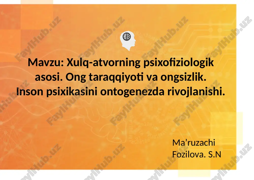 xulq-atvorni psixofiziologikasi — PPTX