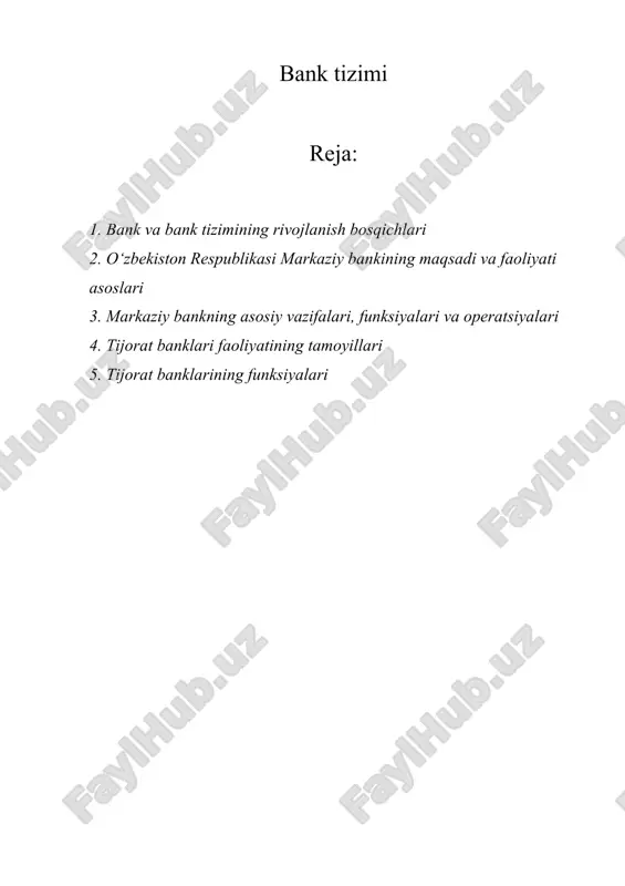 bank tizimi — DOCX