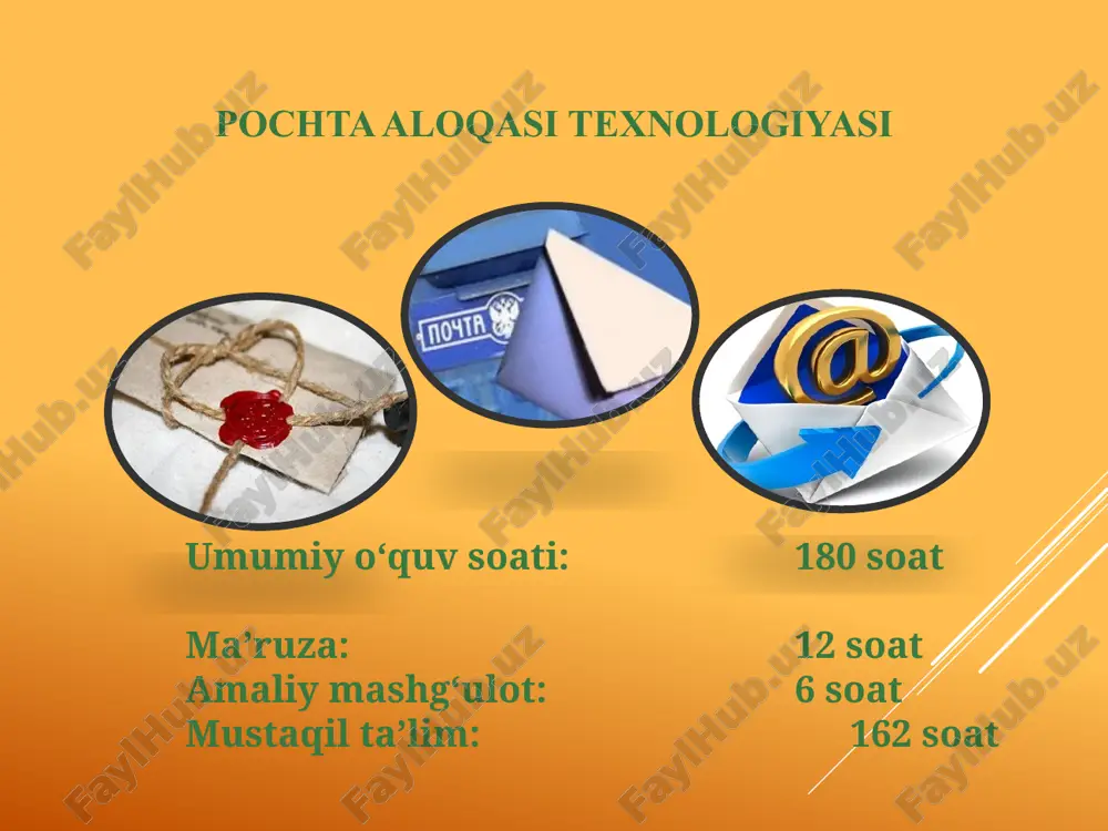 pochta aloqasi texnologiyasi — PPTX