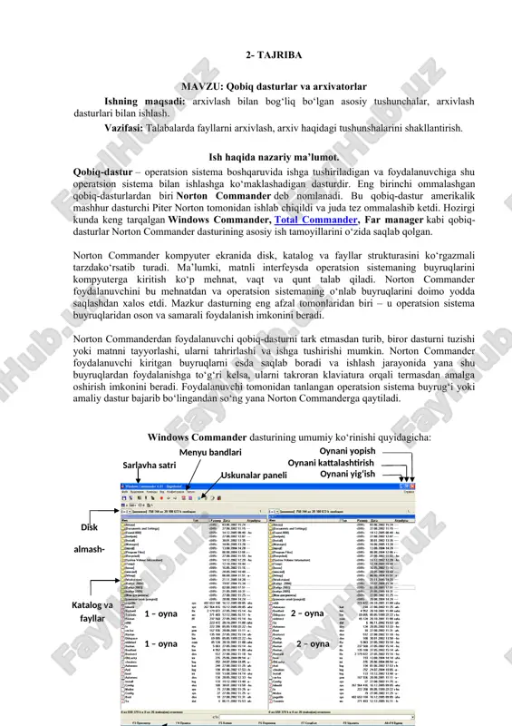 qobiq-dasturlar (norton commander, total commander, far manager) — DOCX
