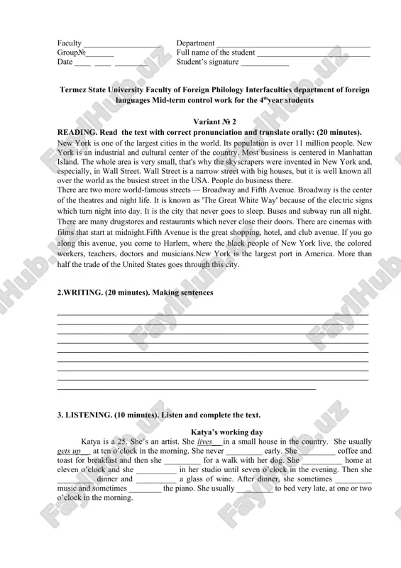 mid-term control work for the 4th year students — DOCX