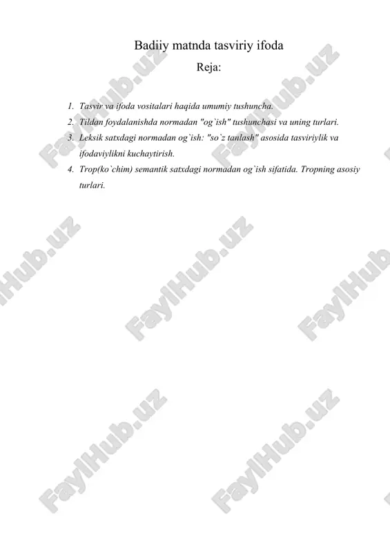 badiiy matnda tasviriy ifoda — DOC