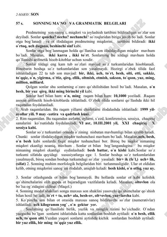 sonlar mavzusi — DOCX