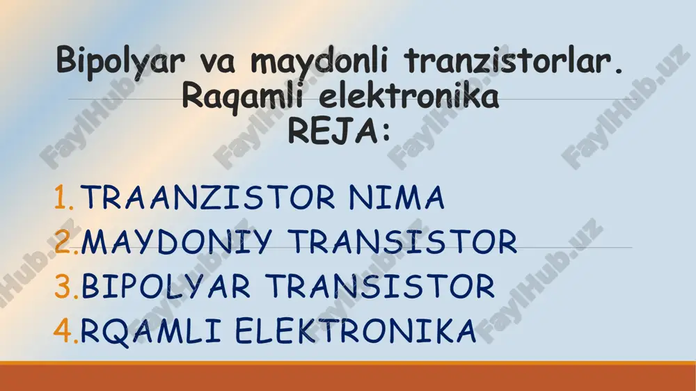 bipolyar va maydonli tranzistorlar — PPTX