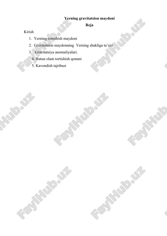 yerning gravitatsion maydoni — DOCX