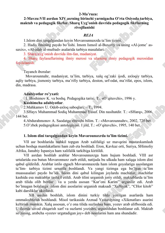 pedagogika tarixi — DOCX