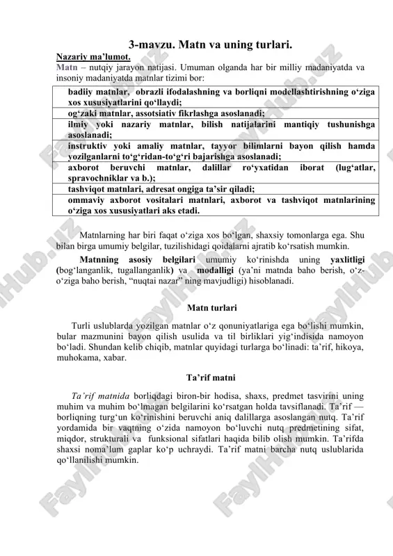 matn va uning turlari — DOCX