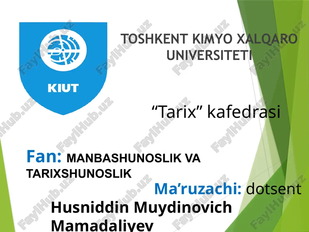 vi – viii asrlarning tarixiy manbalari — PPTX