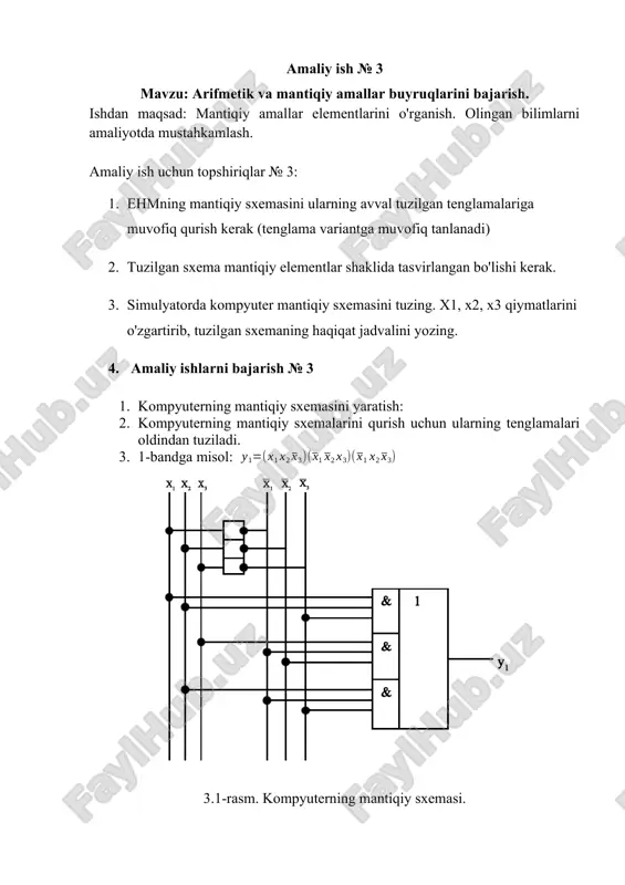 mantiqiy amallar buyruqlarini bajarish amaliy ish uchun topshiriqlar № 3 — DOCX