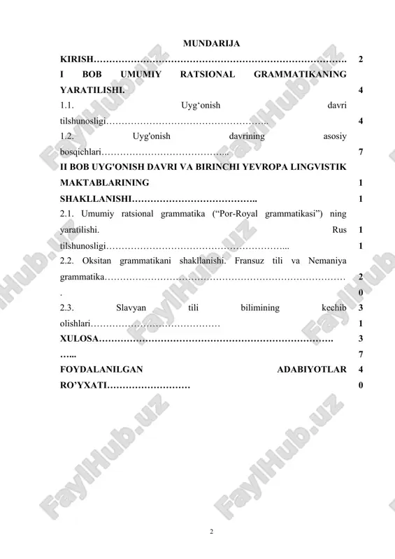 yevropa uygʻonish davri tilshunosligi — DOCX