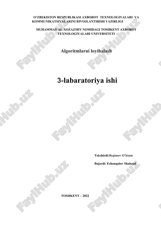 algoritmlarni loyihalash — DOCX