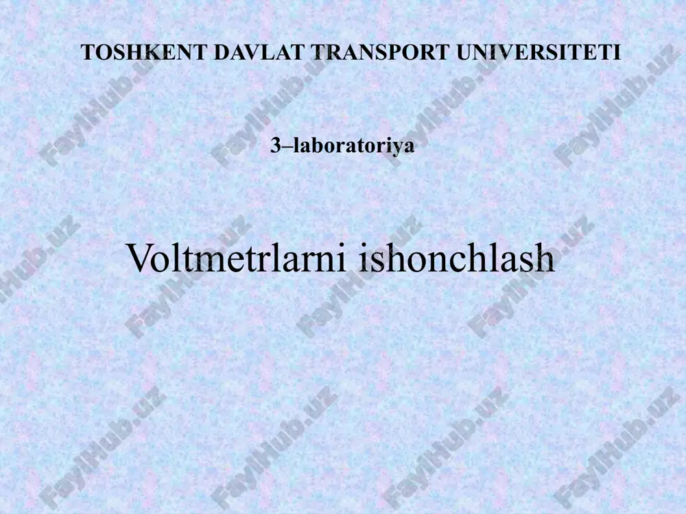voltmetrlarni ishonchlash — PPTX