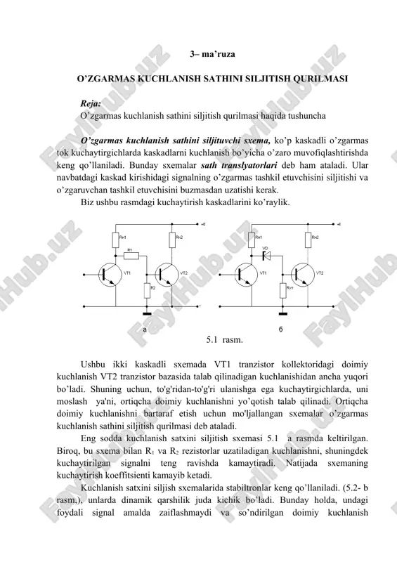 o’zgarmas kuchlanish sathini siljitish qurilmasi — DOCX