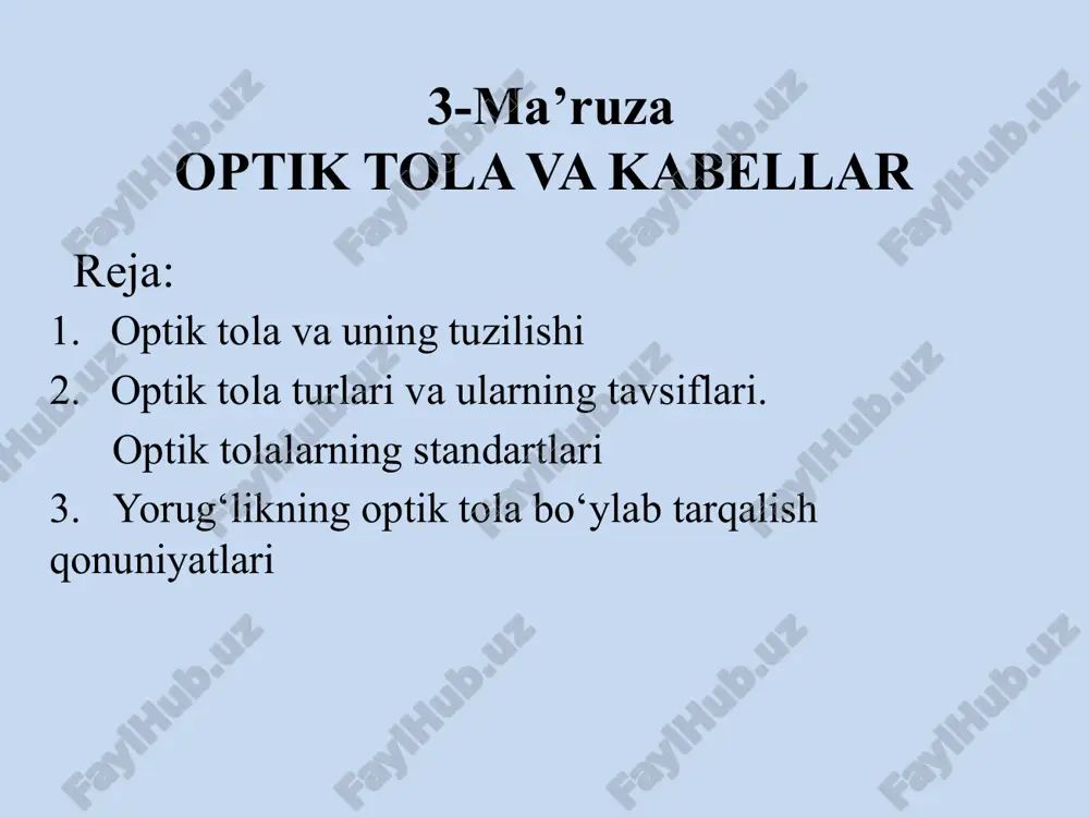 optik to‘la va kabel — PPTX