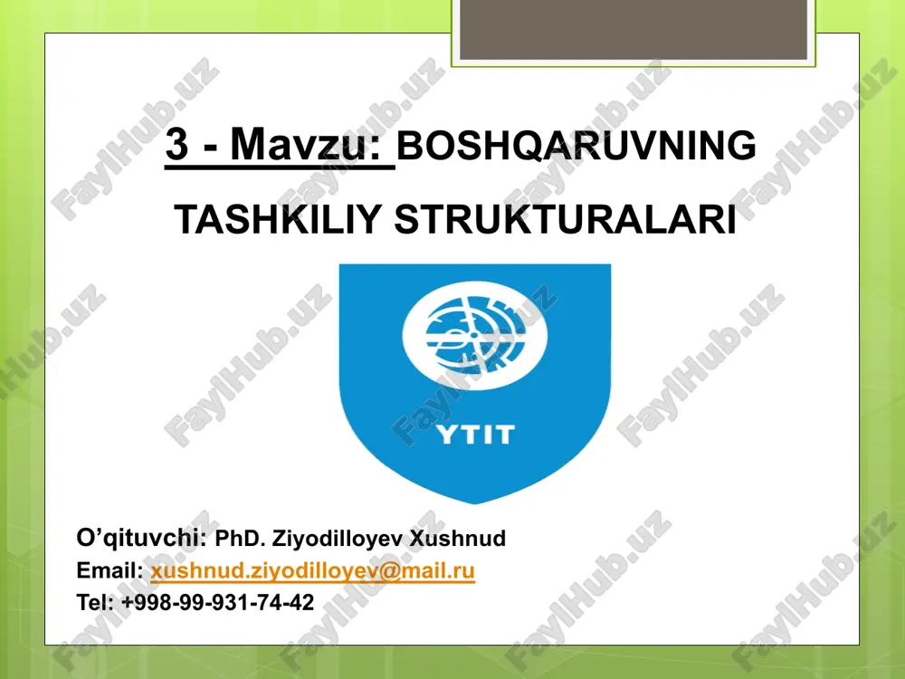 boshqaruvning tashkiliy strukturalari — PPTX