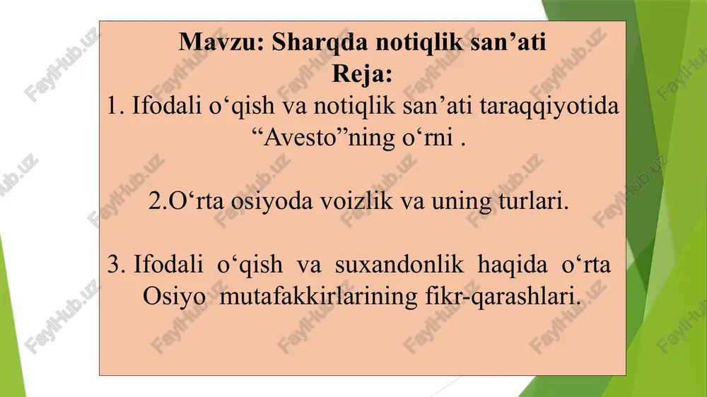 sharqdan o‘qlik san'ati — PPTX