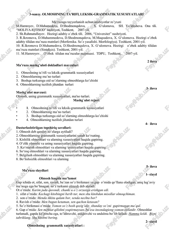 olmoshning ta’rifi, leksik-grammatik xususiyatlari — DOCX
