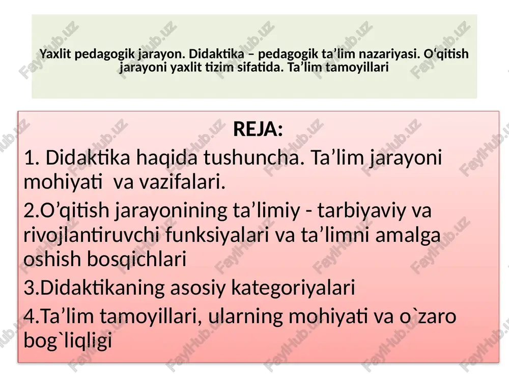 yaxli tadqiqotlar didaktika-pedagogikasi — PPTX