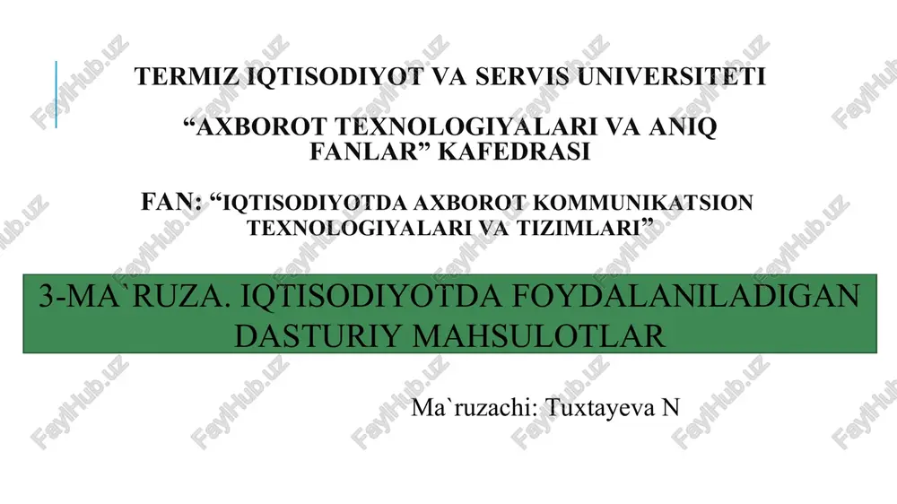 dasturiy mahsulotlar — PPT