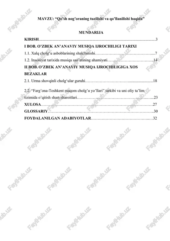 qo’sh nog’oraning tuzilishi va qo’llanilishi haqida — DOCX