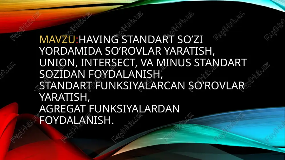 sql so'rovlari va funksiyalari — PPTX