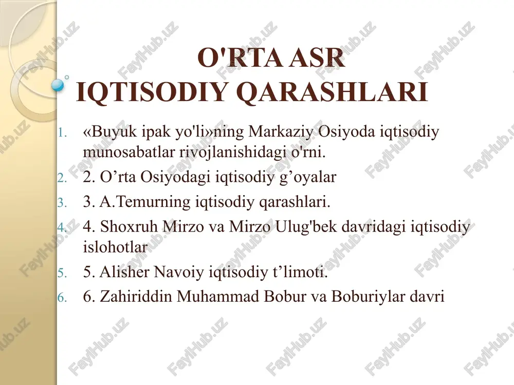 o'rtaasr iqtisodiy qarashlari — PPTX