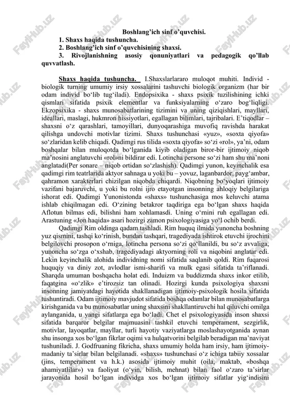 boshlang’ich sinf o’quvchisi haqida tushuncha — DOCX