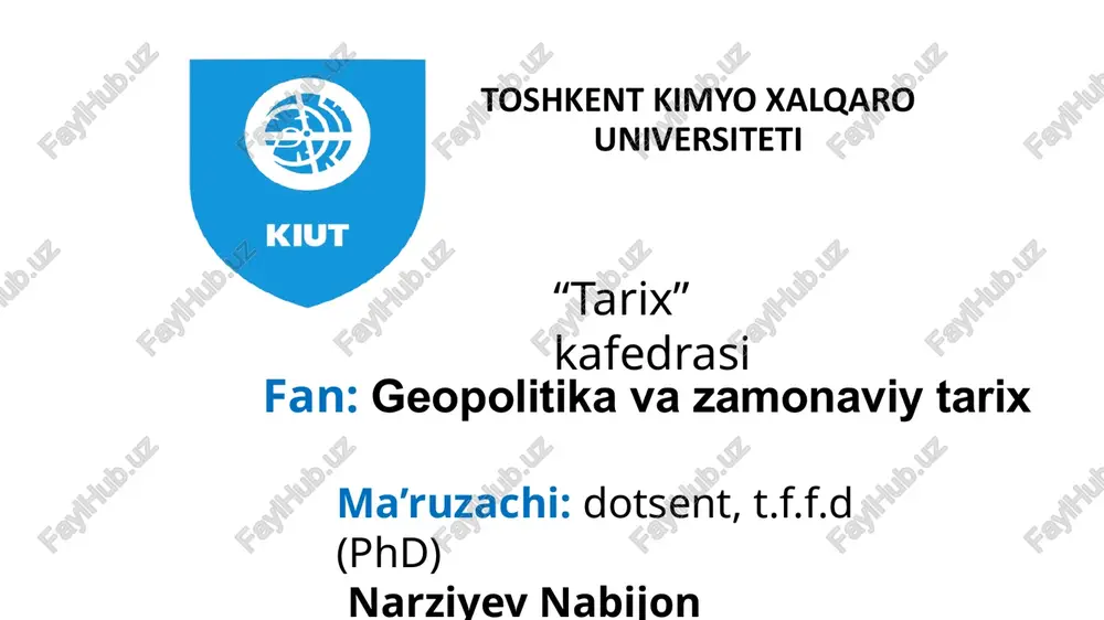 geopolitikava zamonaviy tarix — PPTX