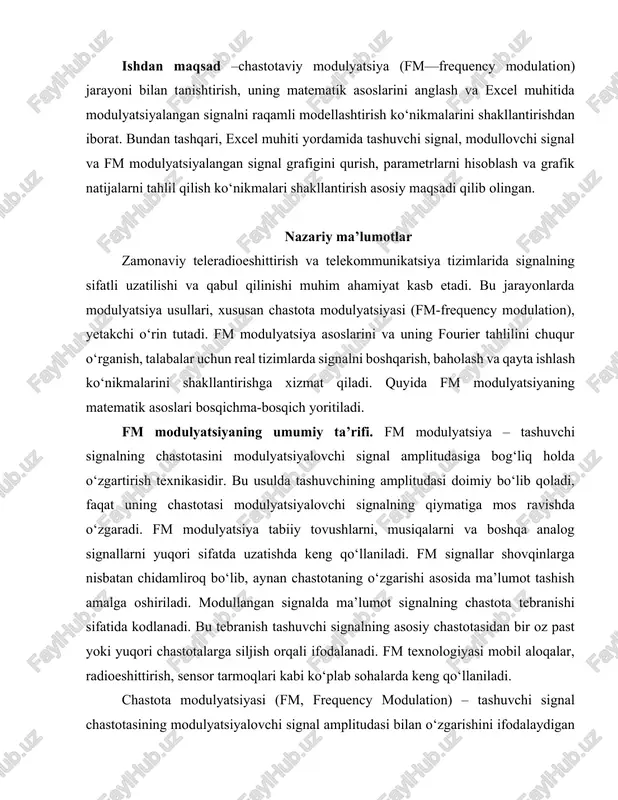 modulyatsiya va excel — DOCX