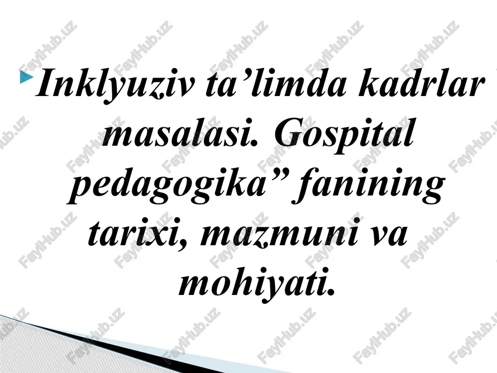 inklyuziv ta'limda kadrlar masalasi — PPTX