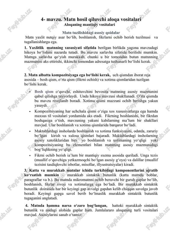 matn tuzilishidagi asosiy qoidalar — DOCX