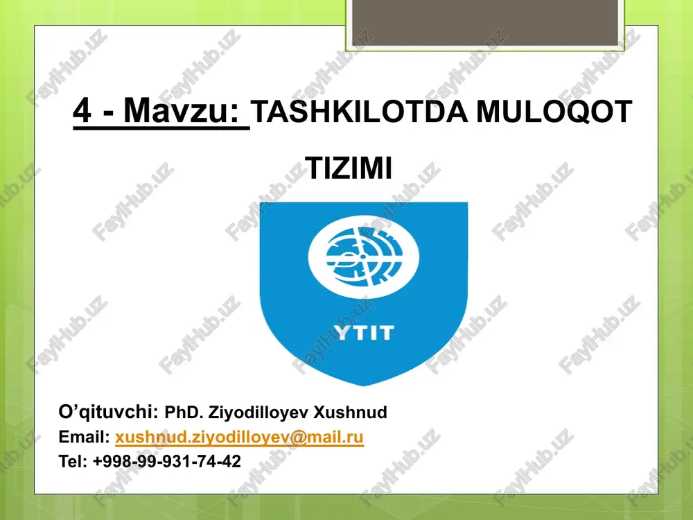 tashkilotda muloqot tizimi — PPTX
