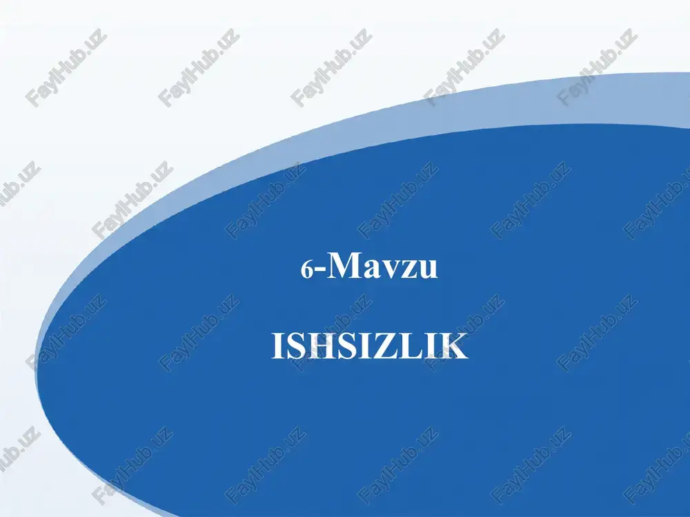 ishsizlik va ish topish — PPT