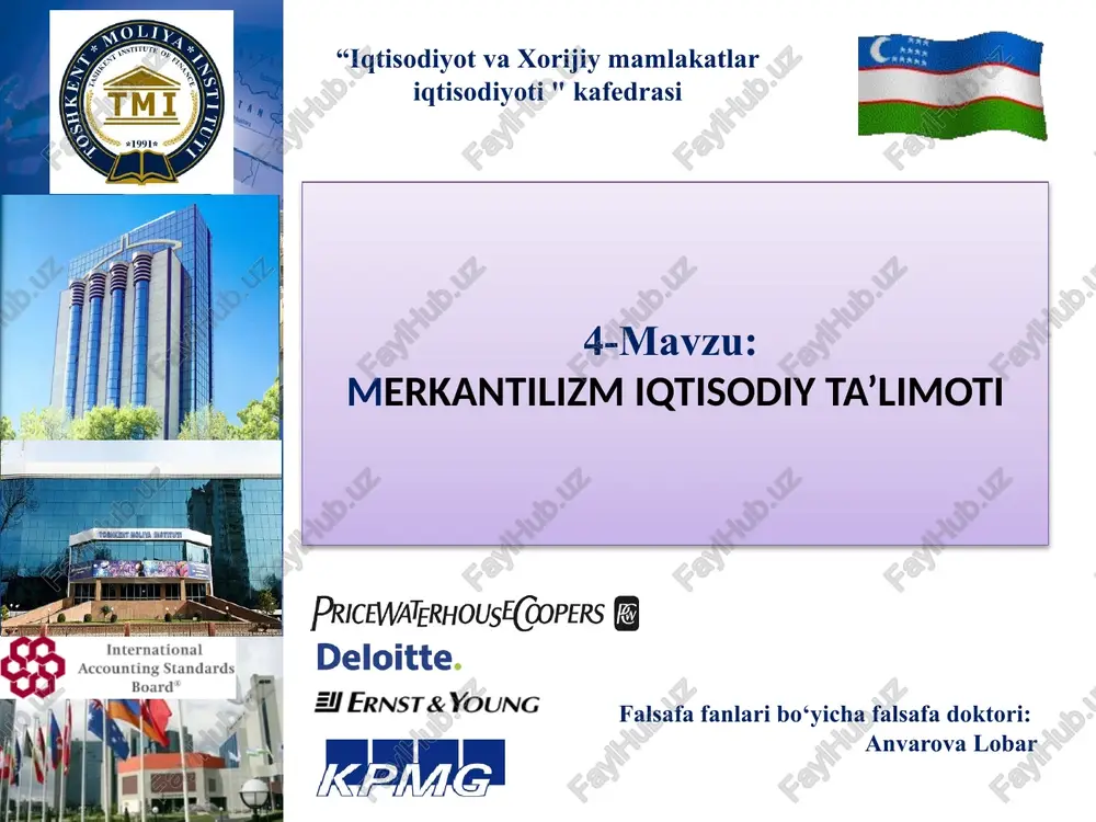 merkantilizm iqtisodiy ta'limoti — PPTX